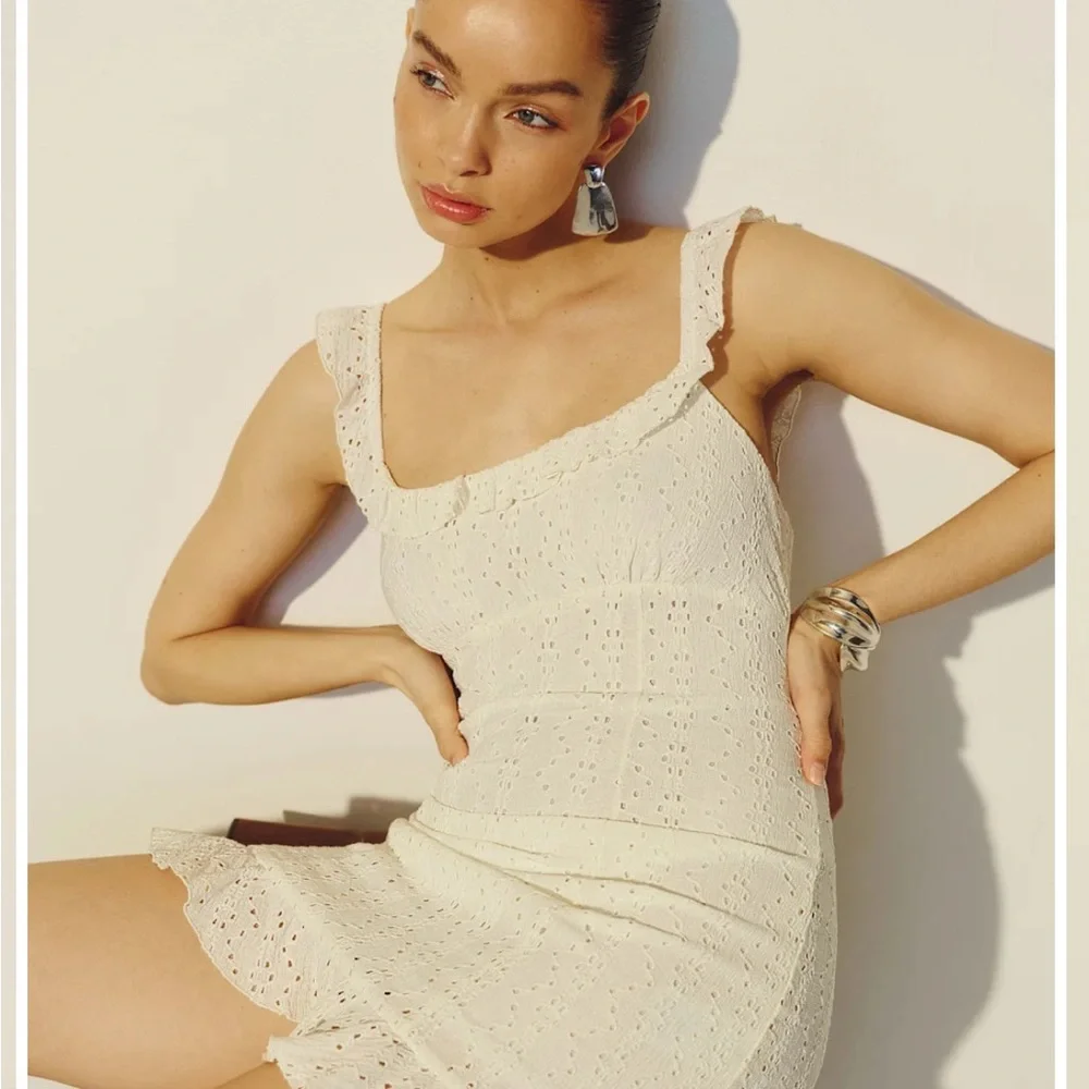 Reformation White Eyelet Mini Dress - Picture 5 of 9
